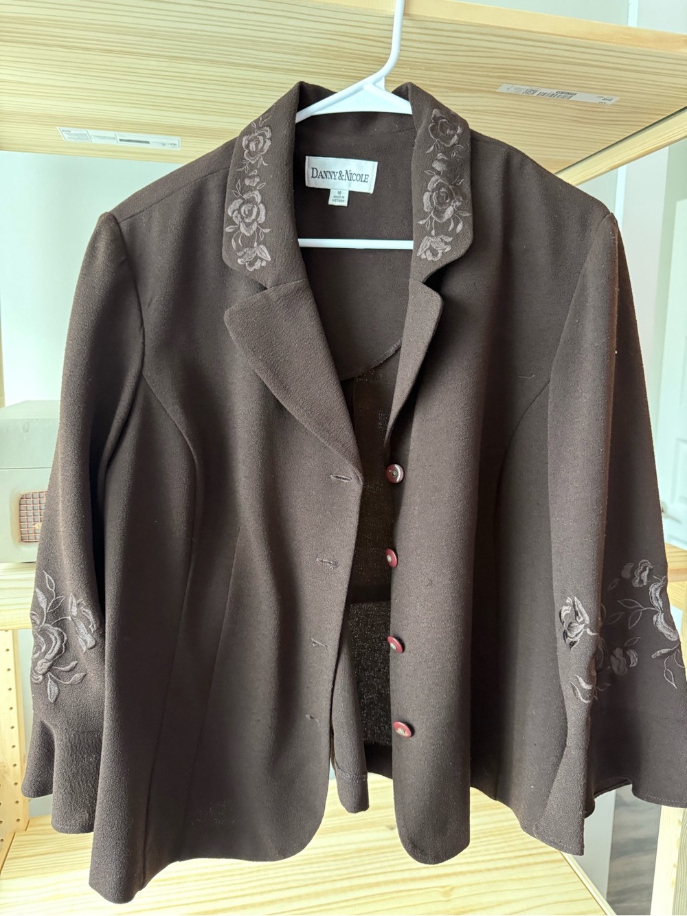 Danny & Nicole Dark Brown Embroidered Blazer Jacket